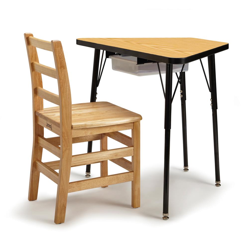 Tall Trapezoid Desk - Oak/Black/All Black