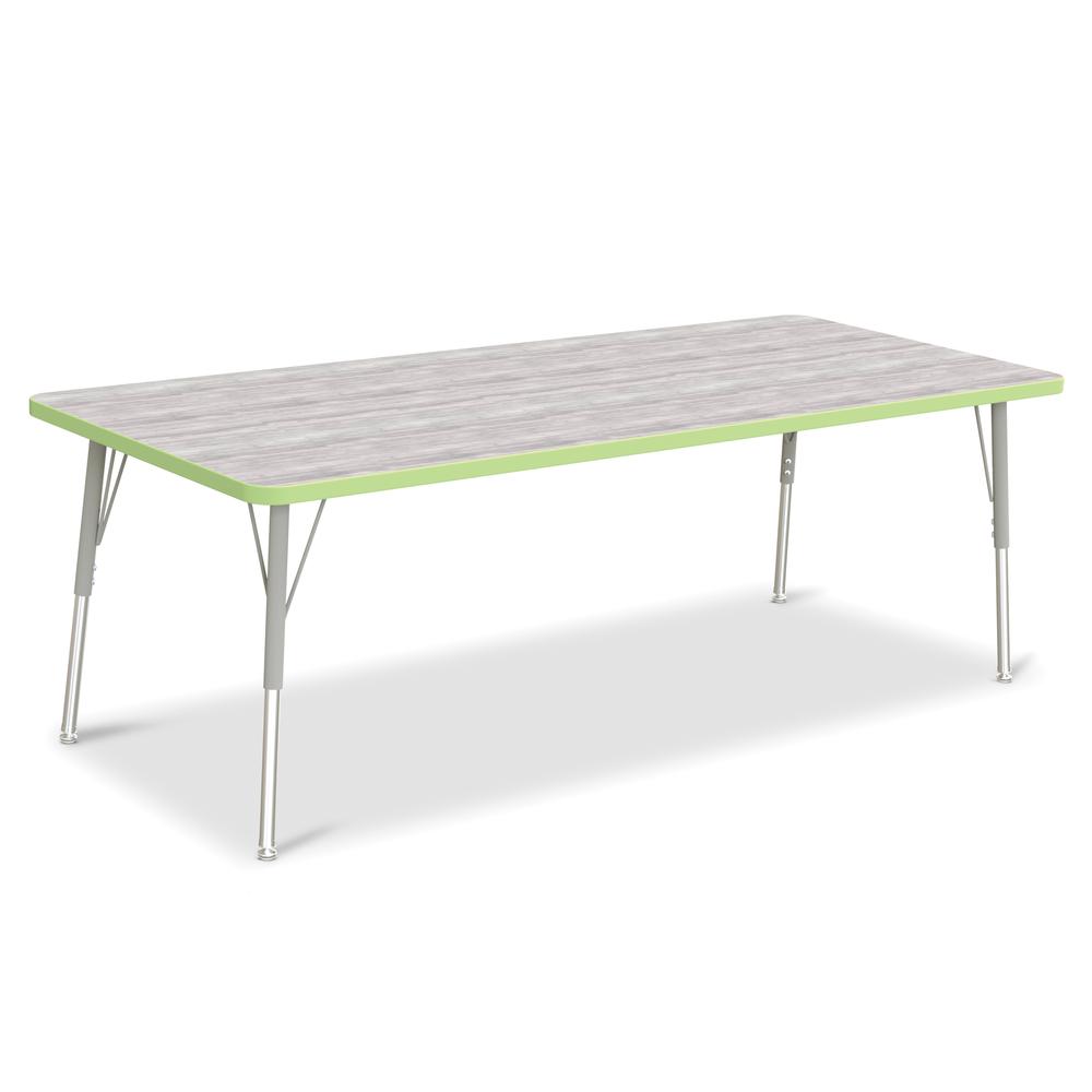 Berries® Rectangle Activity Table - 30" X 72", A-height - Driftwood Gray/Key Lime/Gray