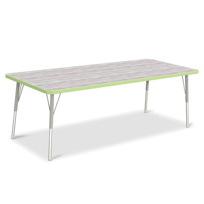 Berries® Rectangle Activity Table - 30" X 72", A-height - Driftwood Gray/Key Lime/Gray
