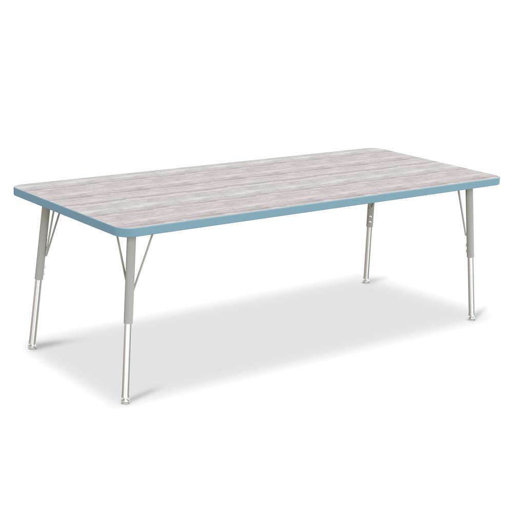 Berries® Rectangle Activity Table - 30" X 72", A-height - Driftwood Gray/Coastal Blue/Gray