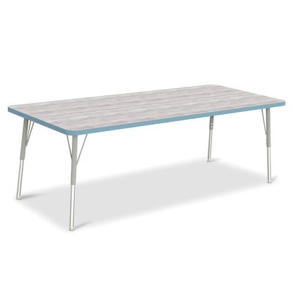Berries® Rectangle Activity Table - 30" X 72", A-height - Driftwood Gray/Coastal Blue/Gray