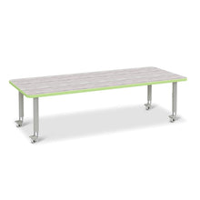 Berries® Rectangle Activity Table - 30" X 72", Mobile - Driftwood Gray/Key Lime/Gray