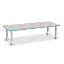 Berries® Rectangle Activity Table - 30" X 72", Mobile - Driftwood Gray/Coastal Blue/Gray