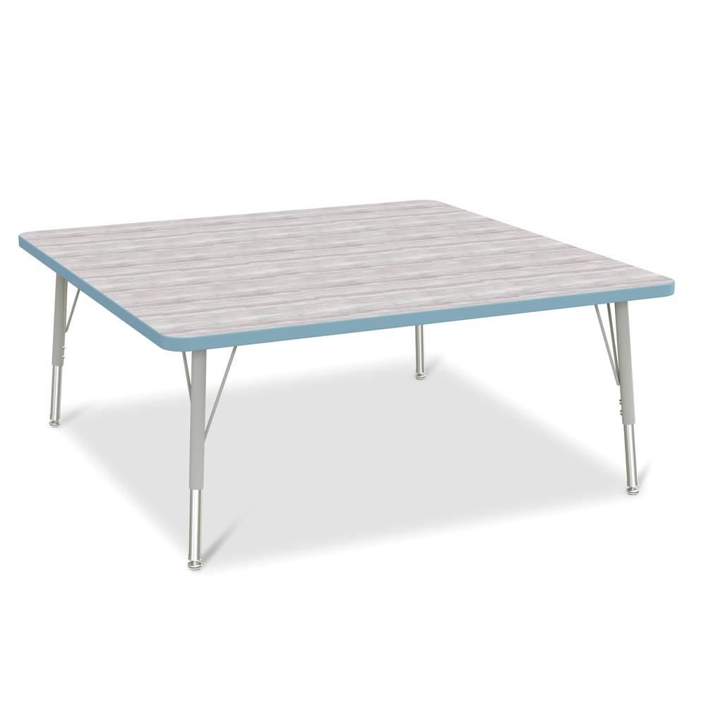 Berries® Square Activity Table - 48" X 48", E-height - Driftwood Gray/Coastal Blue/Gray