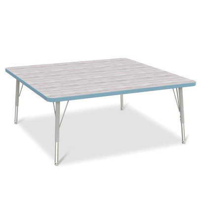 Berries® Square Activity Table - 48" X 48", E-height - Driftwood Gray/Coastal Blue/Gray