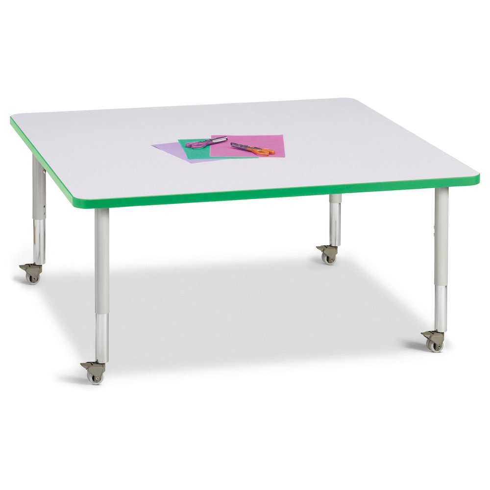 Berries Square Activity Table - 48" X 48", Mobile - Freckled Gray/Green/Gray