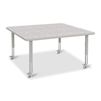 Berries® Square Activity Table - 48" X 48", Mobile - Driftwood Gray/Gray/Gray