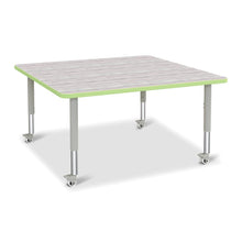 Berries® Square Activity Table - 48" X 48", Mobile - Driftwood Gray/Key Lime/Gray
