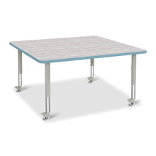 Berries® Square Activity Table - 48" X 48", Mobile - Driftwood Gray/Coastal Blue/Gray