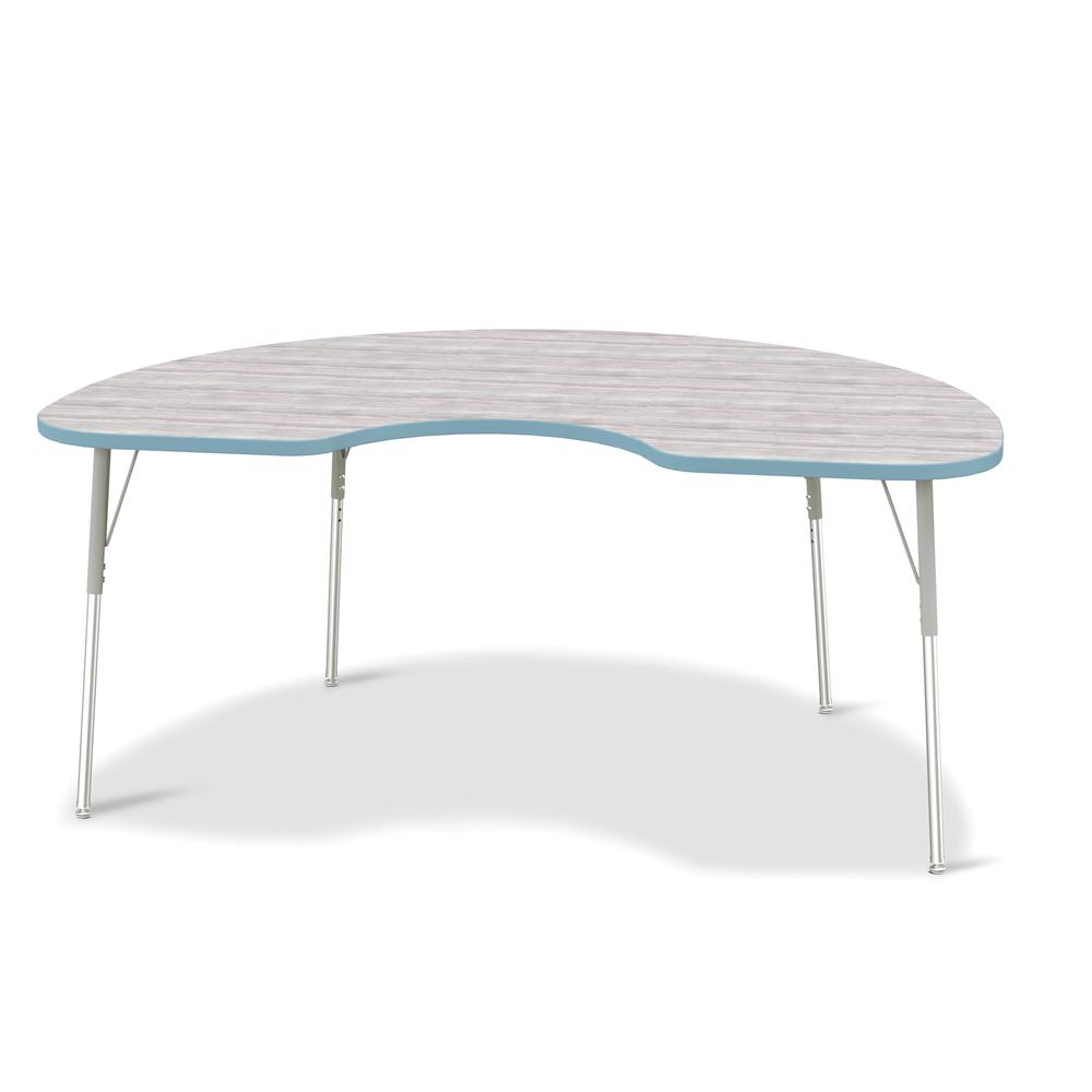 Berries® Kidney Activity Table - 48" X 72", A-height - Driftwood Gray/Coastal Blue/Gray