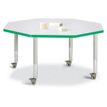 Berries Octagon Activity Table - 48" X 48", Mobile - Freckled Gray/Green/Gray