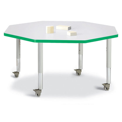 Berries Octagon Activity Table - 48" X 48", Mobile - Freckled Gray/Green/Gray