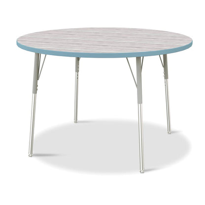 Berries® Round Activity Table - 48" Diameter, A-height - Driftwood Gray/Coastal Blue/Gray