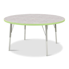 Berries® Round Activity Table - 48" Diameter, E-height - Driftwood Gray/Key Lime/Gray