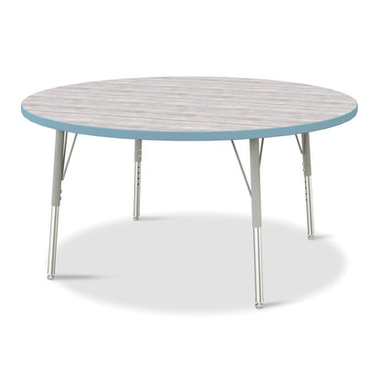Berries® Round Activity Table - 48" Diameter, E-height - Driftwood Gray/Coastal Blue/Gray