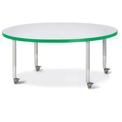 Berries Round Activity Table - 48" Diameter, Mobile - Freckled Gray/Green/Gray