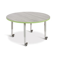 Berries® Round Activity Table - 48" Diameter, Mobile - Driftwood Gray/Key Lime/Gray