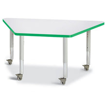 Berries Trapezoid Activity Tables - 24" X 48", Mobile - Freckled Gray/Green/Gray