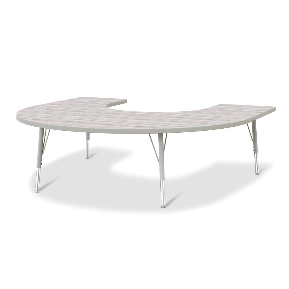 Berries® Horseshoe Activity Table - 60" X 66", E-height - Driftwood Gray/Gray/Gray