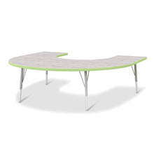 Berries® Horseshoe Activity Table - 60" X 66", E-height - Driftwood Gray/Key Lime/Gray