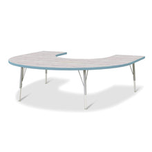 Berries® Horseshoe Activity Table - 60" X 66", E-height - Driftwood Gray/Coastal Blue/Gray