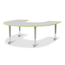 Berries® Horseshoe Activity Table - 60" X 66", Mobile - Driftwood Gray/Key Lime/Gray