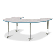 Berries® Horseshoe Activity Table - 60" X 66", Mobile - Driftwood Gray/Coastal Blue/Gray