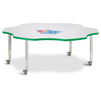 Berries Six Leaf Activity Table - 60", Mobile - Freckled Gray/Green/Gray