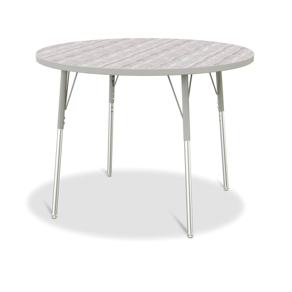 Berries® Round Activity Table - 42" Diameter, A-height - Driftwood Gray/Gray/Gray