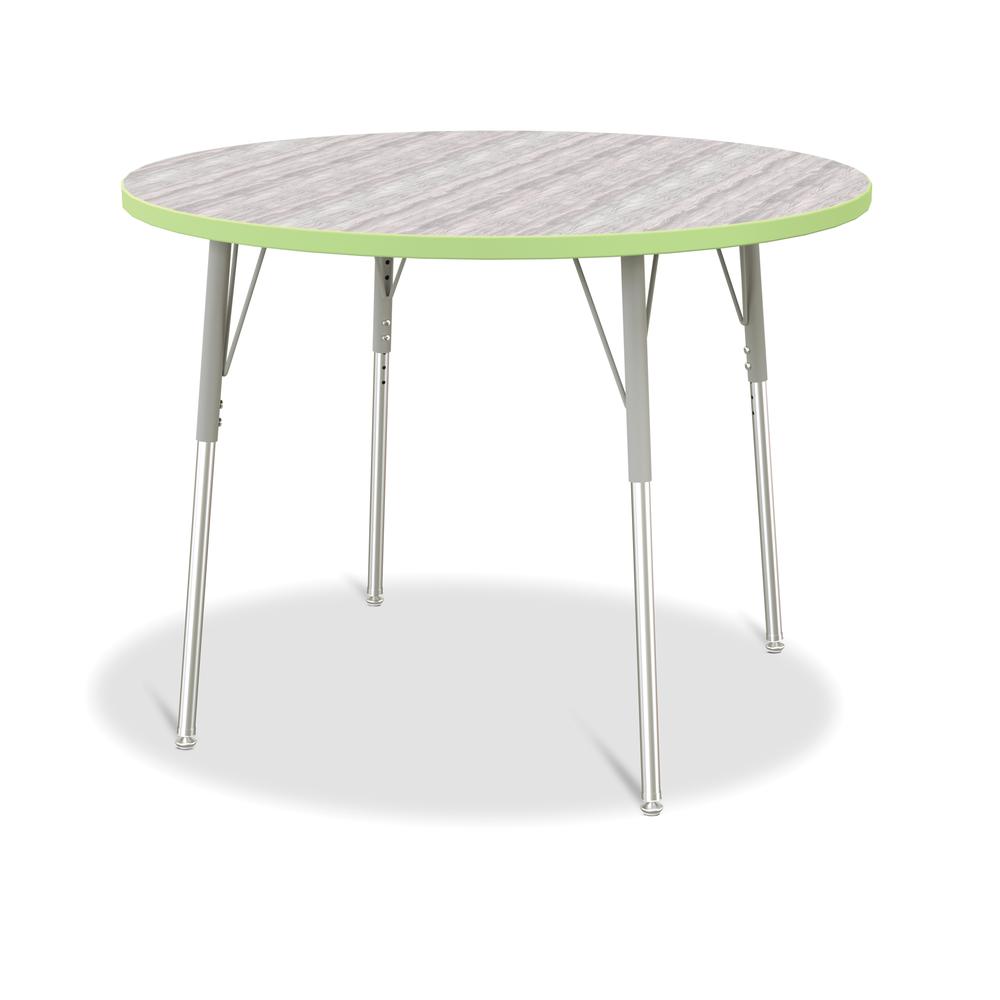 Berries® Round Activity Table - 42" Diameter, A-height - Driftwood Gray/Key Lime/Gray