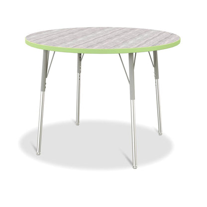 Berries® Round Activity Table - 42" Diameter, A-height - Driftwood Gray/Key Lime/Gray