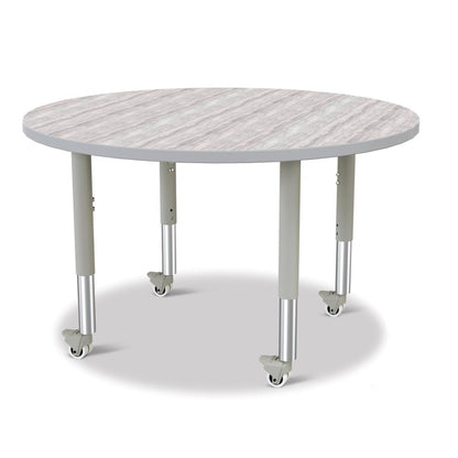 Berries® Round Activity Table - 42" Diameter, Mobile - Driftwood Gray/Gray/Gray