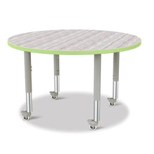 Berries® Round Activity Table - 42" Diameter, Mobile - Driftwood Gray/Key Lime/Gray