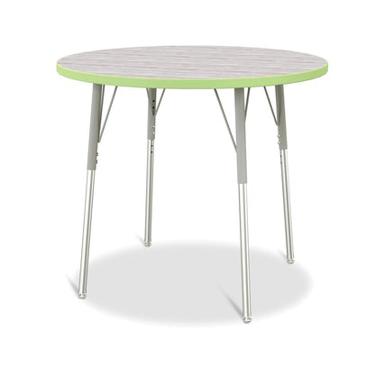 Berries® Round Activity Table - 36" Diameter, A-height - Driftwood Gray/Key Lime/Gray