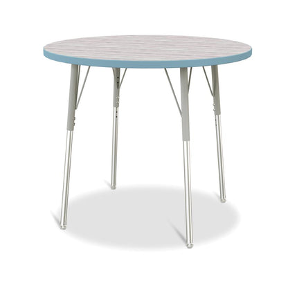 Berries® Round Activity Table - 36" Diameter, A-height - Driftwood Gray/Coastal Blue/Gray