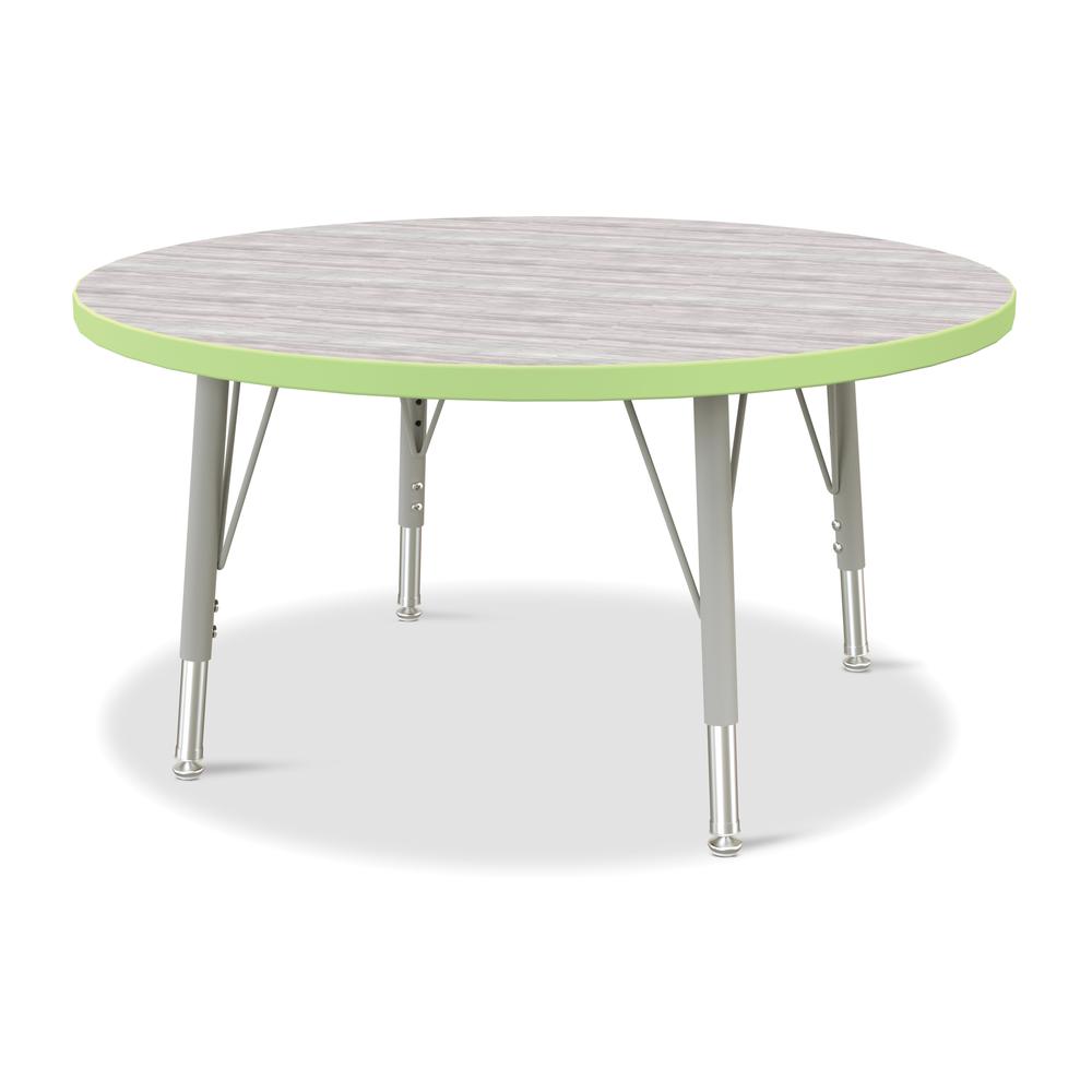Berries® Round Activity Table - 36" Diameter, E-height - Driftwood Gray/Key Lime/Gray