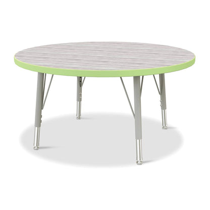 Berries® Round Activity Table - 36" Diameter, E-height - Driftwood Gray/Key Lime/Gray