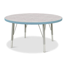 Berries® Round Activity Table - 36" Diameter, E-height - Driftwood Gray/Coastal Blue/Gray