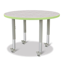 Berries® Round Activity Table - 36" Diameter, Mobile - Driftwood Gray/Key Lime/Gray