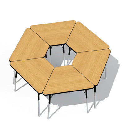 Tall Trapezoid Desk - Oak/Black/All Black
