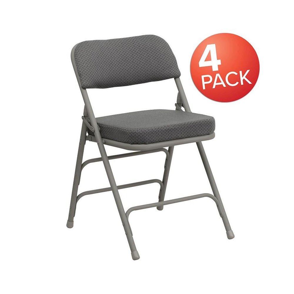 Metal Folding Chairs with Padded Seats | Set of 4 Gray Metal Folding Chairs