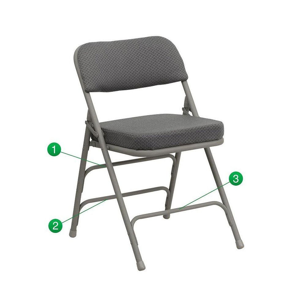 Metal Folding Chairs with Padded Seats | Set of 4 Gray Metal Folding Chairs
