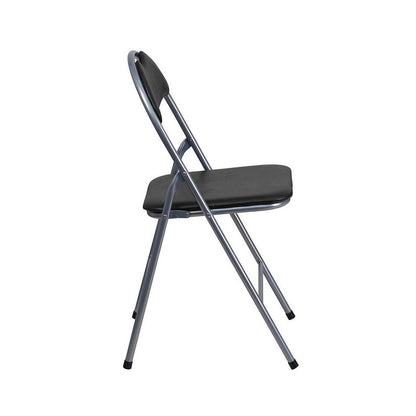 4 Pk. HERCULES Series Black Vinyl Metal Folding Chair with Carrying Handle