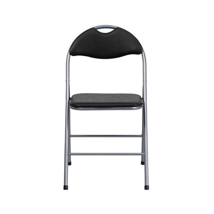 4 Pk. HERCULES Series Black Vinyl Metal Folding Chair with Carrying Handle