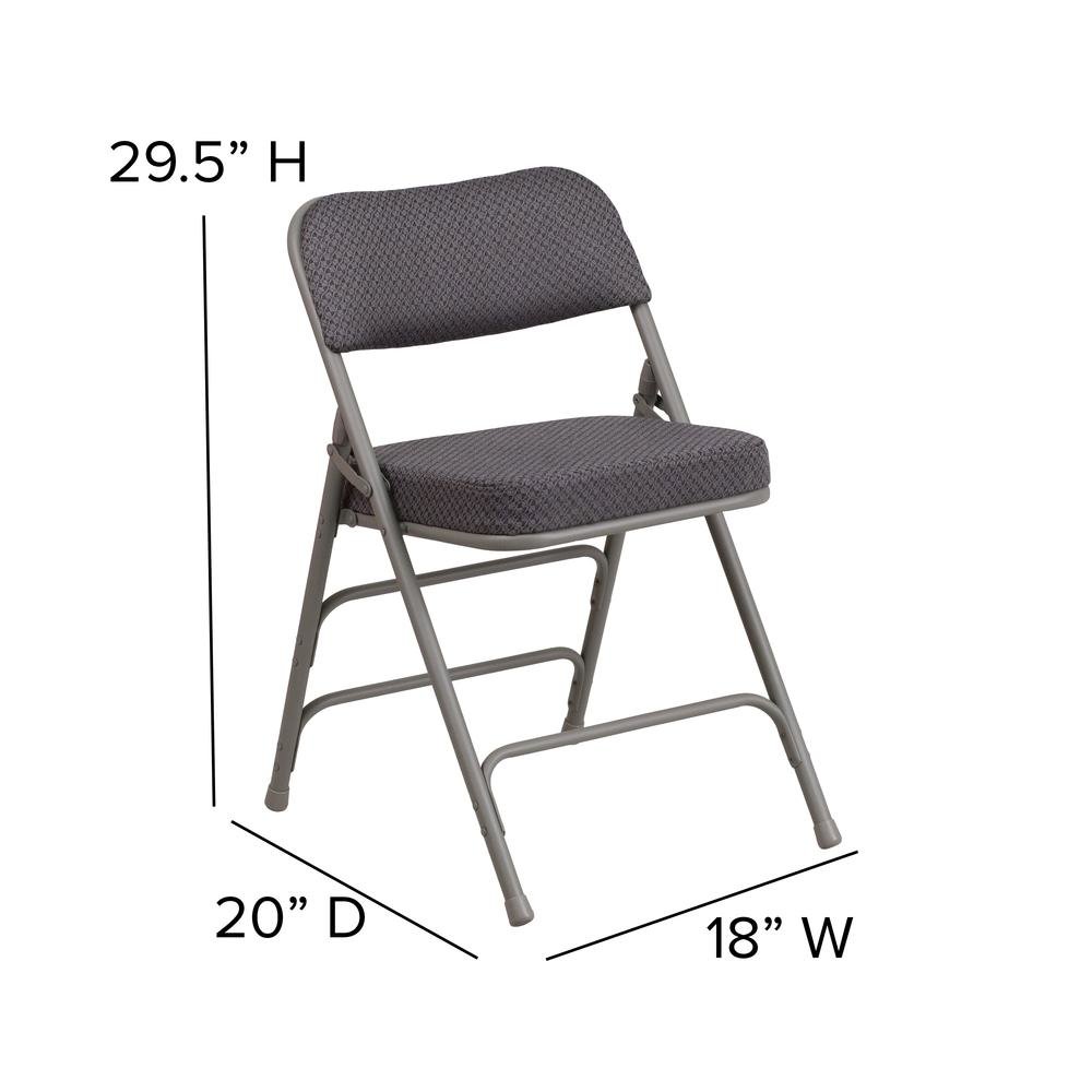 HERCULES Series Premium Curved Triple Braced & Double Hinged - Gray Fabric Metal Folding Chair