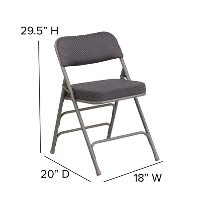 HERCULES Series Premium Curved Triple Braced & Double Hinged - Gray Fabric Metal Folding Chair