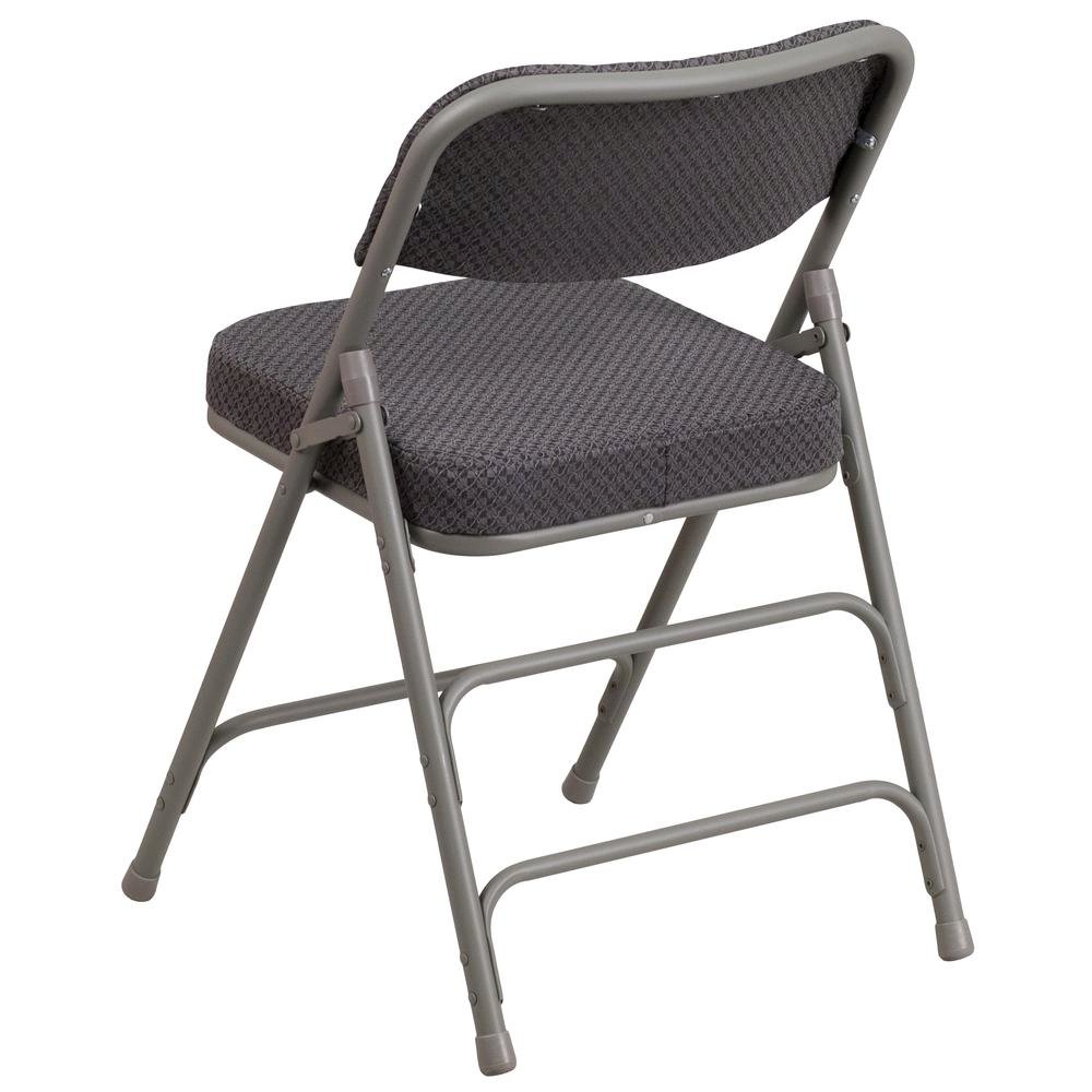 HERCULES Series Premium Curved Triple Braced & Double Hinged - Gray Fabric Metal Folding Chair