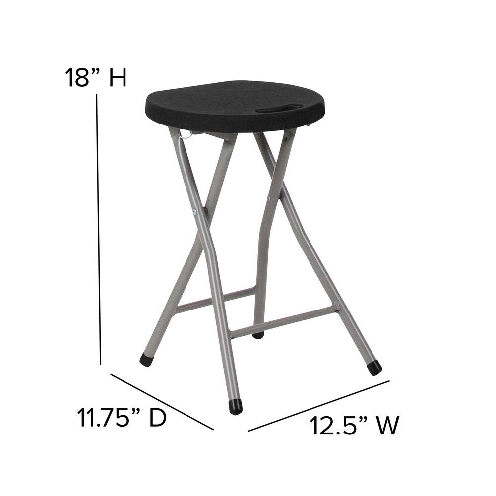 Foldable Stool with Black Plastic Seat and Titanium Gray Frame