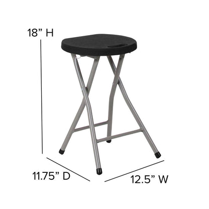 Foldable Stool with Black Plastic Seat and Titanium Gray Frame