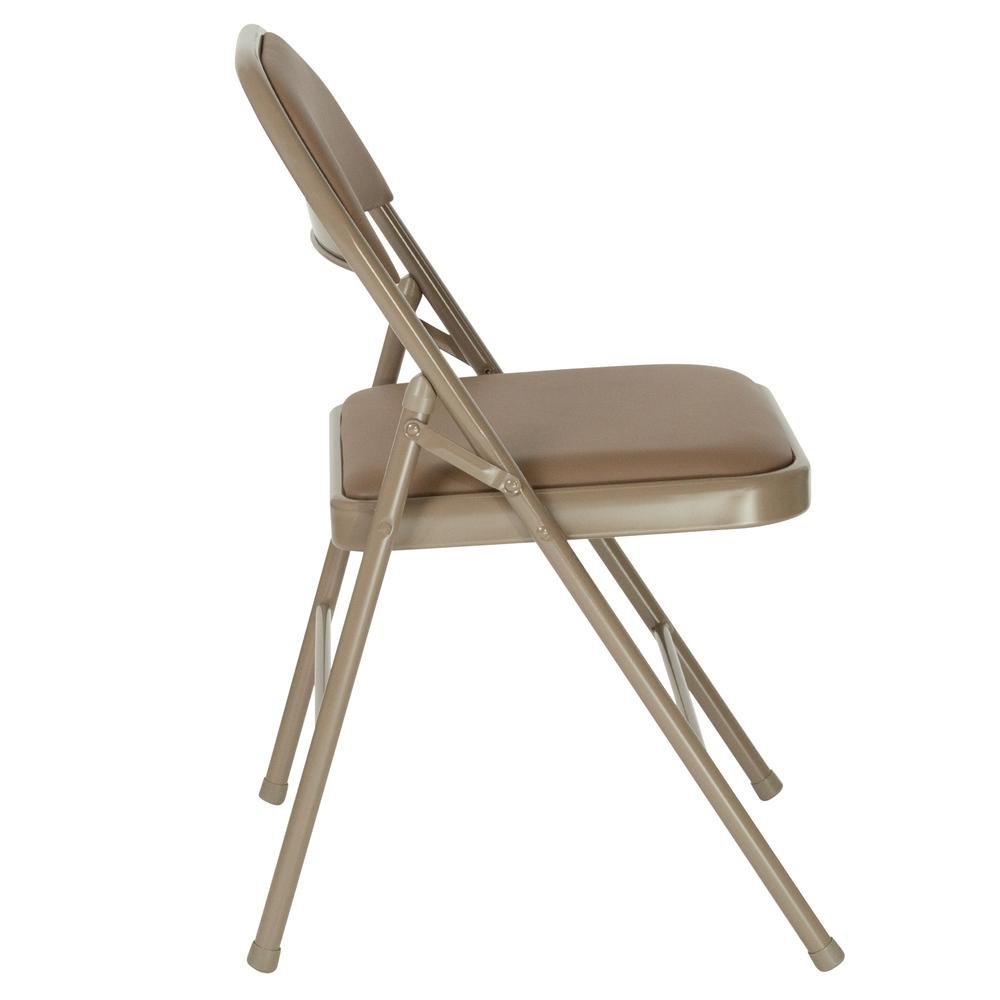 HERCULES Series Double Braced Beige Vinyl Folding Chair